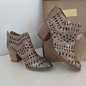 Sofft Westwood Metallic Suede Laser Cut Booties